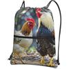 SMAZDFXX Zaino con coulisse Gallo e pollo Borsa a tracolla Zaino pieghevole Borsa sportiva da palestra per lo shopping Yoga