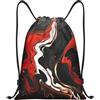 SMAZDFXX Zaino con coulisse Borsa sportiva da palestra in marmo nero e rosso Borse con coulisse per palestra Sport Yoga Viaggio Medio