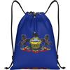 Pidgazdfgv Pennsylvania State Flag Zaino con coulisse Sport Palestra Sackpack Tasche in rete Resistente all'acqua Borsa a corda Donne Uomini, Nero , S, Classico