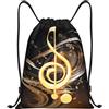 SMAZDFXX Zaino con coulisse, stampa di note musicali, borsa con cordoncino, zaino pieghevole, borsa sportiva da palestra per lo shopping e lo yoga