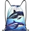 SMAZDFXX Zaino con coulisse Borsa sportiva da palestra Orca Killer Whale Borse con coulisse per palestra Sport Yoga Viaggio Medio