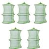 SOLUSTRE 5 Pezzi Gabbia Trappola da Pesca Pieghevole in Nylon Verde | Corda Regolabile, Trasporto Facile, Portatile, Previene Fughe in Acqua