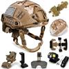 Generic Set Casco Tattico Regolabile con Copricasco, Tasca Batteria e Imbottiture | Supporto NVG, Porta Telefono, Visiera Ribaltabile e Luce LED for Airsoft, Cosplay, Caccia e Allenamento Outdoor