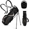 GYMAX Borsa da golf professionale, con divisore a 8 vie, 7 tasche portaoggetti, borsa termica, doppia cinghia e cappuccio antipioggia, borsa leggera per il trasporto da golf per uomini e donne