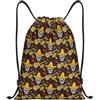 SMAZDFXX Zaino con coulisse e chitarra con peperoncino e teschi di zucchero messicani, borsa pieghevole con cordoncino, zaino sportivo, borsa da palestra, impermeabile, leggera, per yoga, 16,5X19,6 modello