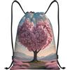 SMAZDFXX Zaino con coulisse Borsa sportiva da palestra Rosa Cuore Albero Borse con coulisse per palestra Sport Yoga Viaggio Piccolo