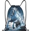 SMAZDFXX Zaino con coulisse Borsa sportiva da palestra Borsa con coulisse Blue Ice Horse per palestra Sport Yoga Viaggio Medio
