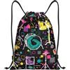 SMAZDFXX Zaino con coulisse e spruzzi di batteria, borsa pieghevole cordoncino, sportivo, da palestra, yoga leggera e impermeabile, 16,5 X19,6 modello 1-156