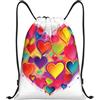 SMAZDFXX Zaino con coulisse Borsa a tracolla a forma di cuore colorato Zaino pieghevole Borsa sportiva da palestra per lo shopping Yoga