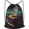 SMAZDFXX Zaino con coulisse, borsa a tracolla con carillon, zaino pieghevole, borsa sportiva da palestra per lo shopping e lo yoga