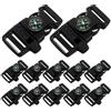 Hemobllo 12 Pezzi Fibbie in Plastica per Paracord con Bussola Integrata e Fischietto, Chiusura 20mm Resistente per Accessori Zaino e Braccialetti Sopravvivenza Outdoor