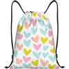 SMAZDFXX Zaino con coulisse e cuore per San Valentino, colori pastello, pieghevole, con cordoncino, zaino sportivo, borsa da palestra, impermeabile, leggero, per yoga, 16,5 X19,6 modello 1-165