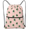 SMAZDFXX Zaino con coulisse e cerniera, stampa cactus rosa, sacco da palestra sportivo con tasca portaoggetti per palestra, yoga, viaggi