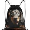 SMAZDFXX Zaino con coulisse, borsa a tracolla per bassotto, zaino pieghevole, borsa sportiva da palestra per lo shopping e lo yoga