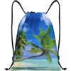 SMAZDFXX Zaino con coulisse per vacanze estive nel Pacifico delle Maldive, borsa pieghevole cordoncino, sportivo, da palestra, yoga leggera e impermeabile, 16,5 X19,6 modello 1-62