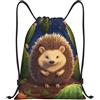 SMAZDFXX Zaino con coulisse, borsa a tracolla con cactus e riccio, zaino pieghevole, borsa sportiva da palestra per lo shopping e lo yoga