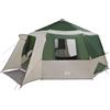 YUOGHRTFE Tenda familiare per fino a 10 persone, in poliestere 185T, verde e bianco, 405 x 405 x 273 cm, tenda da campeggio impermeabile con ventilazione, ganci per lampada e tasche