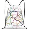 SMAZDFXX Zaino con coulisse e mappa della metropolitana di Parigi, borsa pieghevole con cordoncino, zaino sportivo, borsa da palestra, impermeabile, leggera, per yoga, 16,5 X19,6 modello 1-20