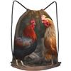 SMAZDFXX Zaino con coulisse Gallo e pollo Borsa a tracolla Zaino pieghevole Borsa sportiva da palestra per lo shopping Yoga