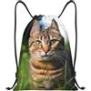 SMAZDFXX Zaino con coulisse Borsa sportiva da palestra Un gatto soriano sull' che guarda la telecamera Borse con coulisse per palestra Sport Yoga Viaggio Medio
