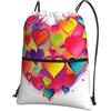SMAZDFXX Zaino con coulisse Borsa a tracolla a forma di cuore colorato Zaino pieghevole Borsa sportiva da palestra per lo shopping Yoga