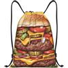 SMAZDFXX Zaino con coulisse Borsa sportiva da palestra Un grande cartone animato di hamburger Borse con coulisse per palestra Sport Yoga Viaggio Medio