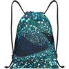 SMAZDFXX Zaino con coulisse Borsa sportiva da palestra Borsa con coulisse glitter verde acqua per palestra Sport Yoga Viaggio Medio