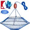 A1FISHER Kit trappola per granchio resistente, rete portatile per granchi da 81 cm, per granchi con boa da pesca, guanti, corda di estensione da 185 m, borsa per esche, calibro per letame, pietra e