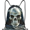 SMAZDFXX Zaino con coulisse Borsa sportiva da palestra Cool Evil Skull Borse con coulisse per palestra Sport Yoga Viaggio Medio