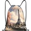 SMAZDFXX Zaino con coulisse Borsa sportiva da palestra Stile vintage Torre Eiffel Parigi Borse con coulisse per palestra Sport Yoga Viaggio Piccolo