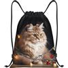 SMAZDFXX Zaino con coulisse Borsa sportiva da palestra Un gatto e luci di Natale Borse con coulisse per palestra Sport Yoga Viaggio Piccolo