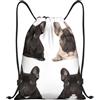 SMAZDFXX Zaino con coulisse bulldog francese Borsa con cordoncino Zaino pieghevole Borsa sportiva da palestra per lo shopping Yoga