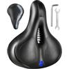 Wi8parts Sella confortevole per bicicletta, con sospensione e cuscino in memory foam, ricambio universale per mountain bike, bici da strada e cyclette, 26 x 21,5 x 5 cm, rosso e nero