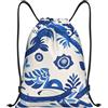 SMAZDFXX Zaino con coulisse Borsa sportiva da palestra blu e bianco Borse con coulisse per palestra Sport Yoga Viaggio Medio