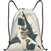 SMAZDFXX Zaino con coulisse Borsa da palestra sportiva Squalo a bocca aperta Borse con coulisse per palestra Sport Yoga Viaggio Piccolo