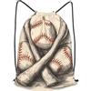 SMAZDFXX Zaino con coulisse, mazze da baseball e palline disegnate a mano, borsa con cordino, zaino pieghevole, borsa da palestra sportiva per lo shopping e lo yoga