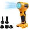 luolety Soffiatore senza fili per Dewalt 18/20 V, soffiatore di polvere portatile senza spazzole per foglie, 130000 giri/min, con velocità regolabile e 5 ugelli, per auto, campeggio, officine (senza batteria)