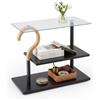 Relaxdays Tavolino 2 ripiani, HxLxP: 50x60x30 cm, acciaio, nero e naturale