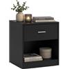 Relaxdays comodino con cassetto e vano aperto, dimensioni AxLxP: 41x39x28cm, nero