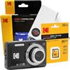 Clikoze Set di fotocamere digitali con fotocamera digitale compatta Kodak Pixpro FZ55, scheda SD da 32 GB e panno di pulizia Clikoze (rosa)