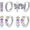 JeweBella 4Paia Set Orecchini a Cerchio Piccoli per Donna Ragazze Orecchini Cuore Farfalla Stella Zircone Orecchini a Cerchio Bambina Ipoallergenici Orecchini Cerchio Bambina Anallergici Argento