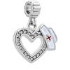 LSxAB Charm a forma di cuore con stetoscopio da infermiera, compatibile con braccialetti Pandora, Rame, Nessuna pietra preziosa