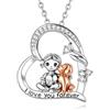 INFUSEU Collana Bambina e Cane Ciondolo a Cuore con Zirconi Placcatura Bicolore Smalto Nero Gioiello per Amanti dei Cani Regalo per Lei