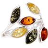 SilverAmber Jewellery - Anello di design in argento sterling 925 e ambra baltica con molte pietre - M723, K, Argento, Ambra