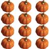 POPOYU 12 zucche artificiali di Halloween arancione zucche set di zucche artificiali Bulk decorazione autunnale finto raccolto zucche finte mini zucche in schiuma per Halloween, artigianato