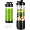 Leiortufa Frullatore portatile da 600 ml, frullatore portatile con 6 lame in acciaio inox, coperchio a prova di perdite, senza BPA, senza fili e ricaricabile, trita ghiaccio e frutta (nero)