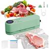 GAESHOW Macchina Sottovuoto Alimenti, 3 in 1 Macchina Sigillatrice per Sottovuoto per Conservare il Cibo Secco o Umido con 5 Sacchetti Sottovuoto, Pompa Gonfiaggio Palloni o Anelli Nnuoto (Verde)