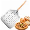 Ayxnzjsjm Pala per Pizza Perforata in Alluminio, Paletta per Pizza da 12 Pollici 40 × 30cm Palettino per Pizza Professionale con Manico in Legno Rimovibile per Pizze Pane Torta Fatte in Casa