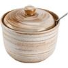 TuYines Zuccheriera in ceramica, con coperchio e cucchiaio, barattoli di spezie in ceramica, vaso di spezie con coperchio per zucchero, sale, formaggio, spezie (stile F)