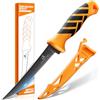 DRAGON RIOT Coltello Sfilettare Pesce 15 cm con Fodero Inox | Lama Flessibile e Affilata con Impugnatura Antiscivolo, Coltello da Disosso e da Esterno per Pesce e Carne